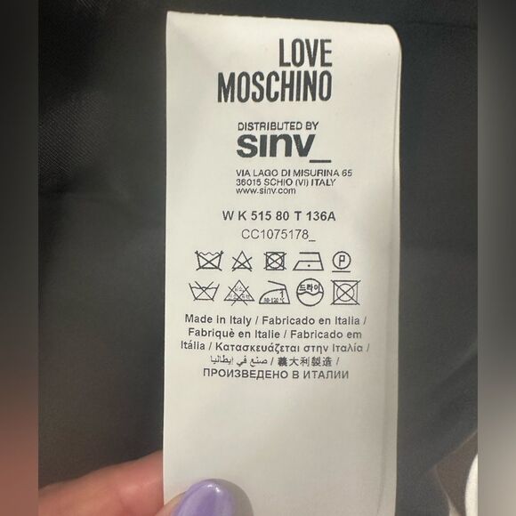 Love Moschino Double Breasted Wool Blend Coat in Check Tweed NWT Size 40 - Picture 11 of 12